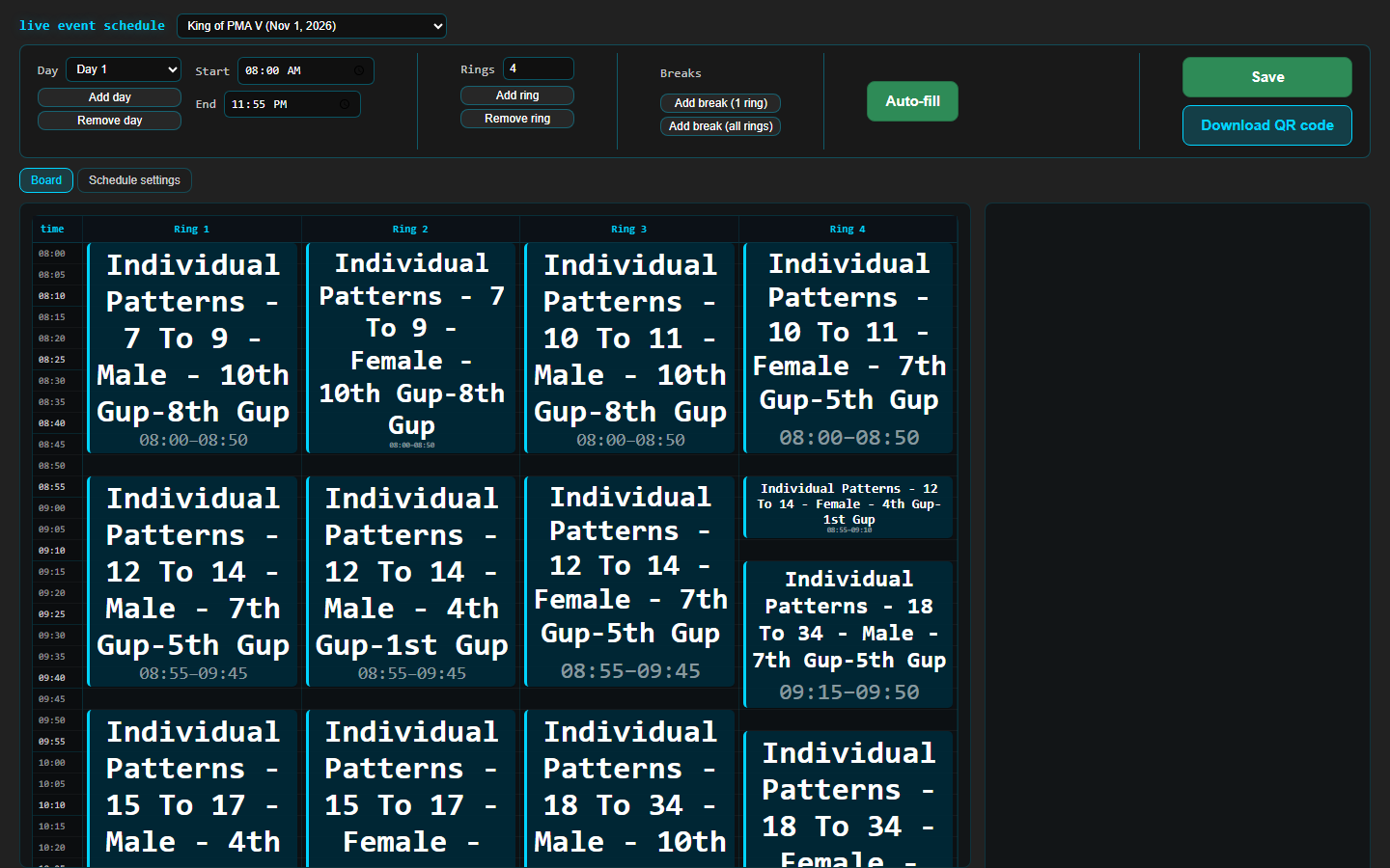 Live schedule editor