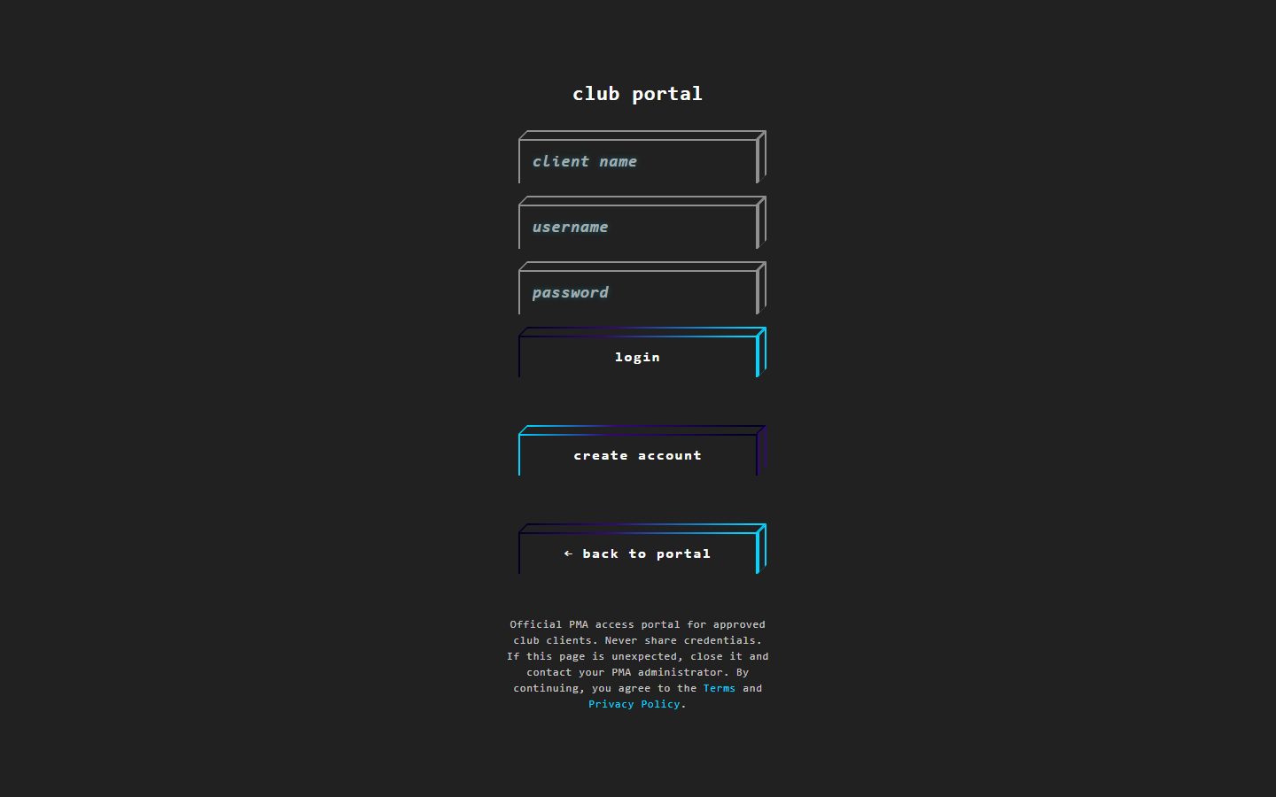 Club portal login