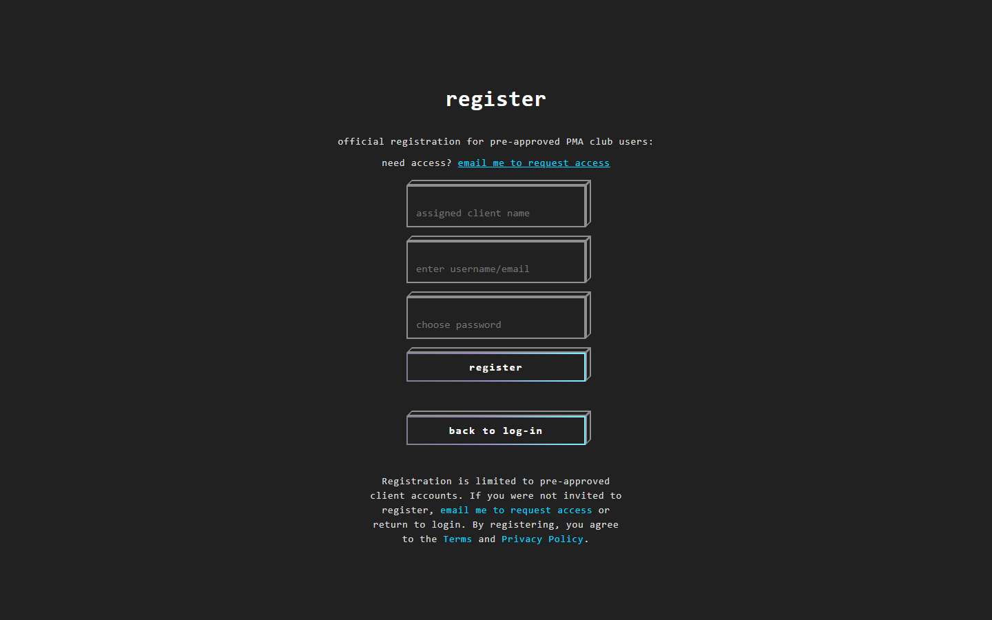 Club portal signup